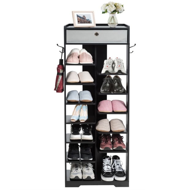 13-tier Vertical Shoe Rack With Removable Drawer - Black