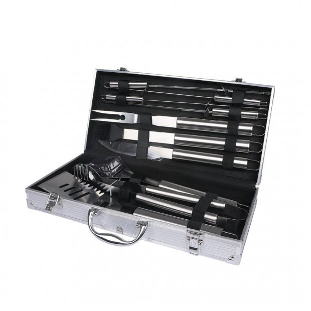 10Pcs Stainless Steel BBQ Tool Set Outdoor Barbecue Utensil Aluminium