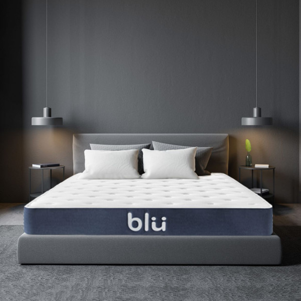 Milano Blu Mattress Foam Bonnell Spring Design - King - White Blue