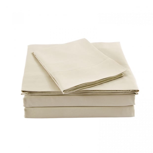 Bamboo Blended Sheet Pillowcases Set 1000TC Queen Ivory Image 2