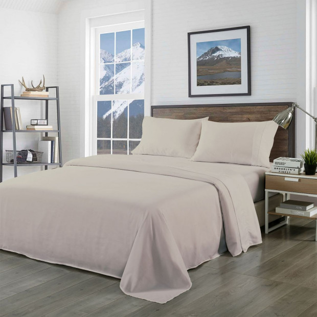 Bamboo Blended Sheet Pillowcases 1000TC Queen Warm Grey