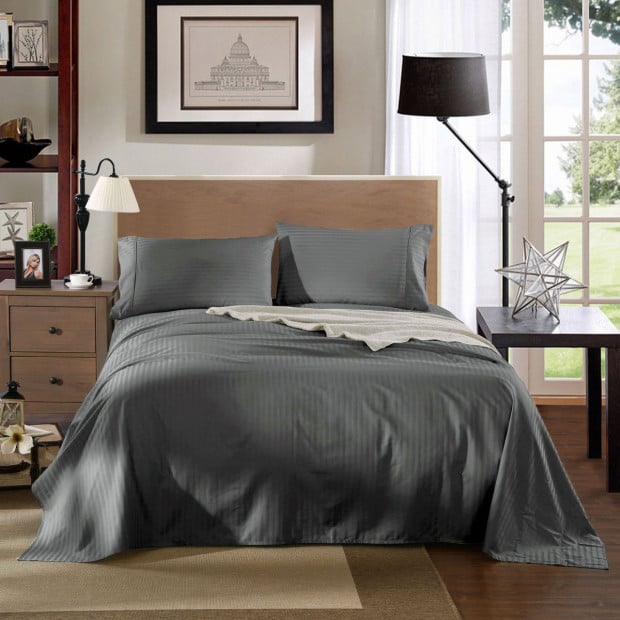 Kensington 1200 Thread Count 100% Egyptian Cotton Sheet Set Double Charcoal
