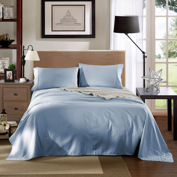 Kensington 1200 Thread Count 100% Egyptian Cotton Sheet King Chambray Image 2