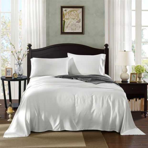100% Natural Bamboo 1000 Thread Count Collection Sheet Set - Double - White