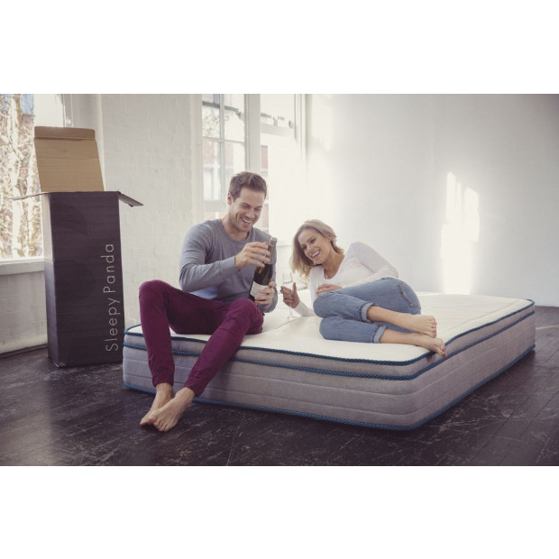 Sleepy Panda Mattress EuroTop Medium Firm 30cm Double White Grey Blue Image 4