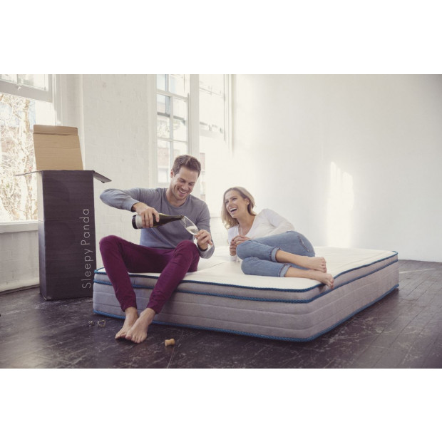 Sleepy Panda Mattress EuroTop Medium Firm 30cm Double White Grey Blue Image 5