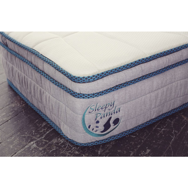 Sleepy Panda Mattress EuroTop Medium Firm 30cm Double White Grey Blue Image 9