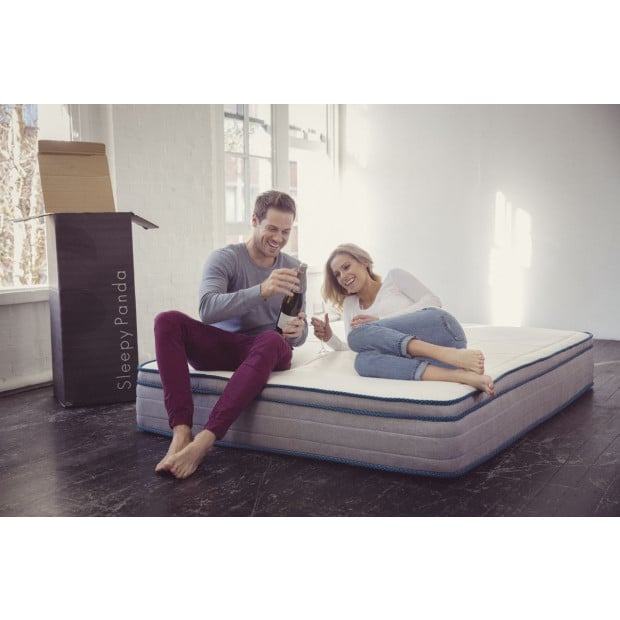 Sleepy Panda Mattress EuroTop Medium Firm 30cm King White Grey Blue Image 4