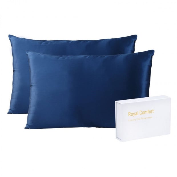 Mulberry Soft Silk Hypoallergenic Pillowcase - Navy