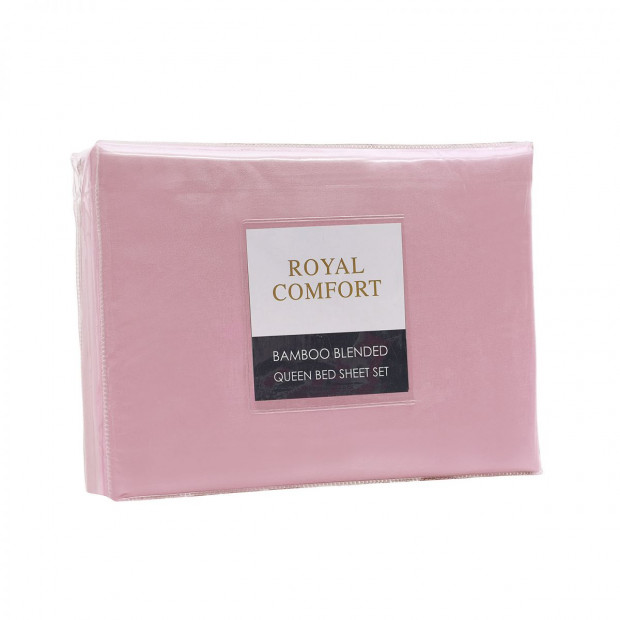 Bamboo Blended Sheet & Pillowcases Set - King - Blush Image 3