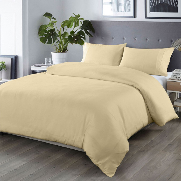 Bamboo Blended Quilt Cover Set 1000TC - Double - Ivory Image 2