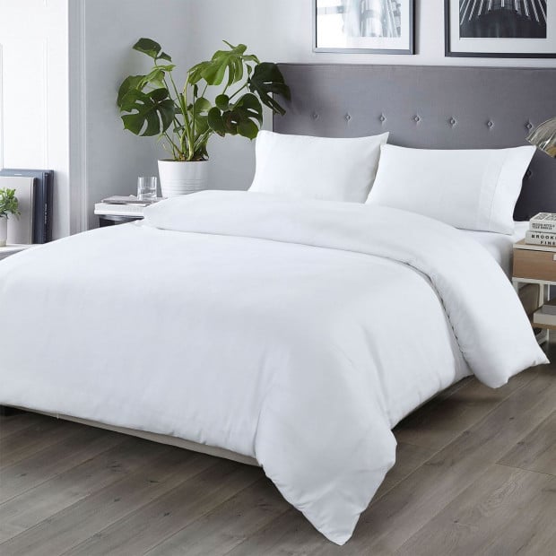 Bamboo Blended Quilt Cover Set 1000TC - Queen - White
