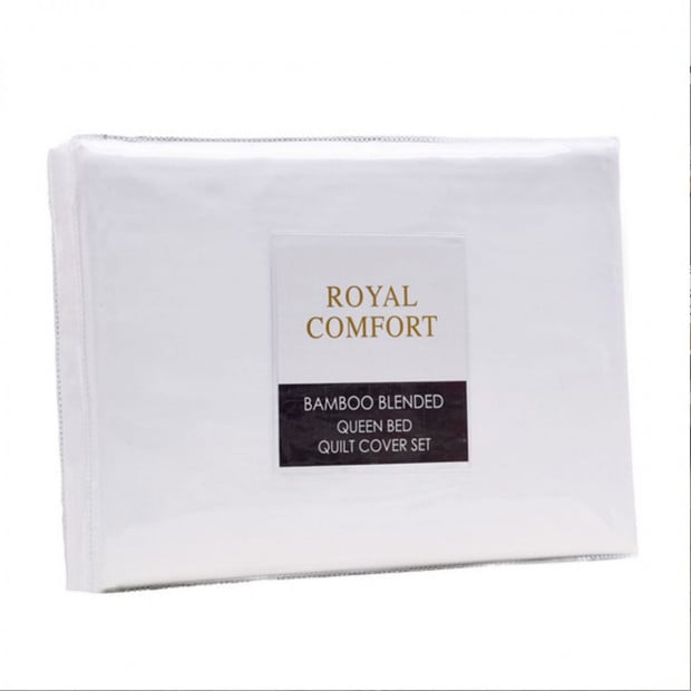 Bamboo Blended Quilt Cover Set 1000TC - Queen - White Image 3