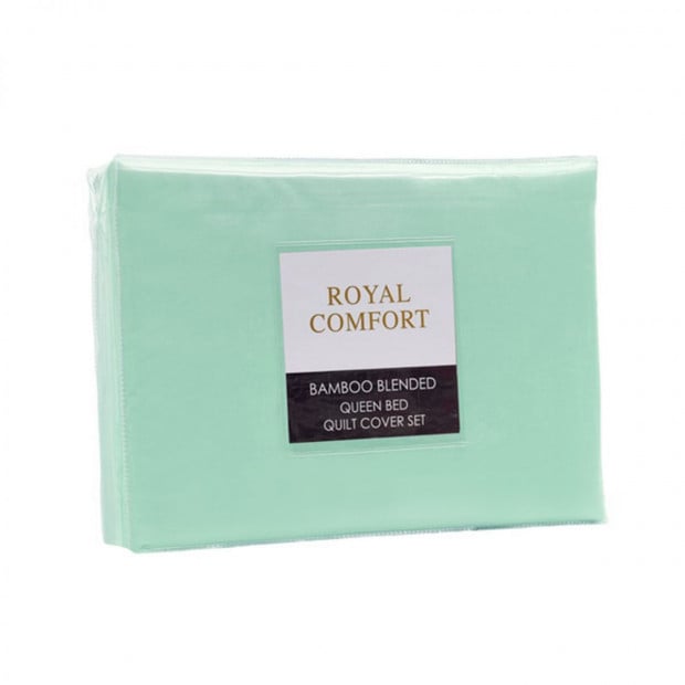Bamboo Blended Quilt Cover Set 1000TC - Queen - Green Image 3