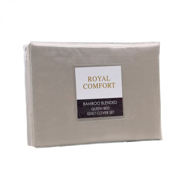 Bamboo Blended Quilt Cover Set 1000TC- King - Grey Image 3