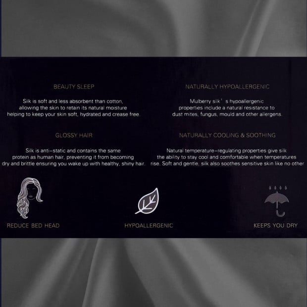 Pure Silk Pillow Case 100% Mulberry Silk - Charcoal Image 10