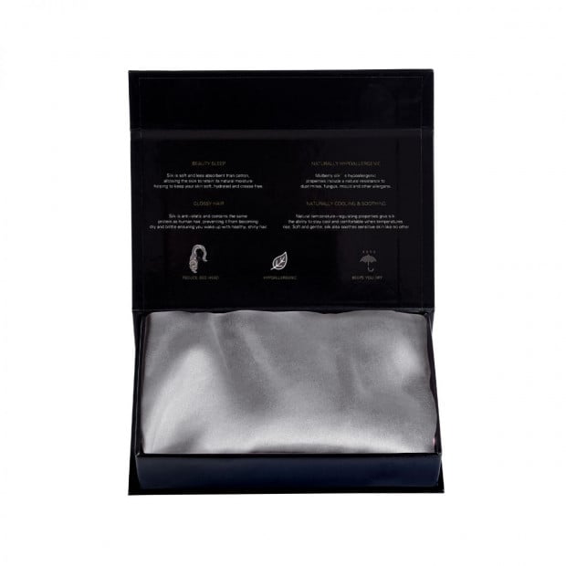 Pure Silk Pillow Case 100% Mulberry Silk - Charcoal Image 6