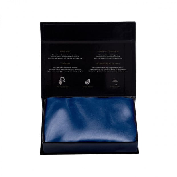 Pure Silk Pillow Case 100% Mulberry Silk - Navy Image 6