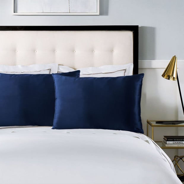Pure Silk Pillow Case 100% Mulberry Silk - Navy Image 9