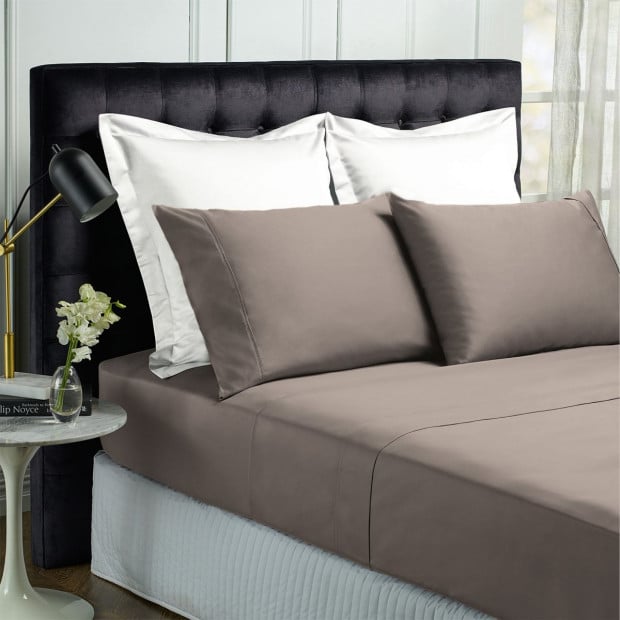 1000TC Bamboo Sheets Pillowcases Set - Queen - Pewter