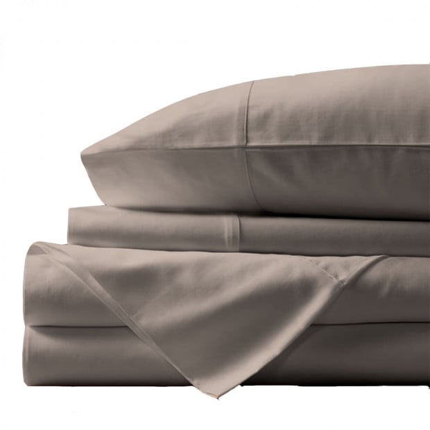 1000TC Bamboo Sheets Pillowcases Set - Queen - Pewter Image 3