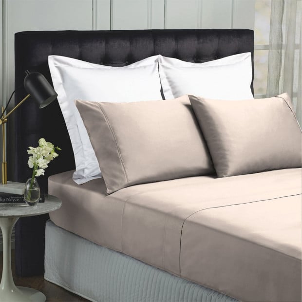 1000TC Bamboo Cotton Sheets Pillowcases - Queen - Dove