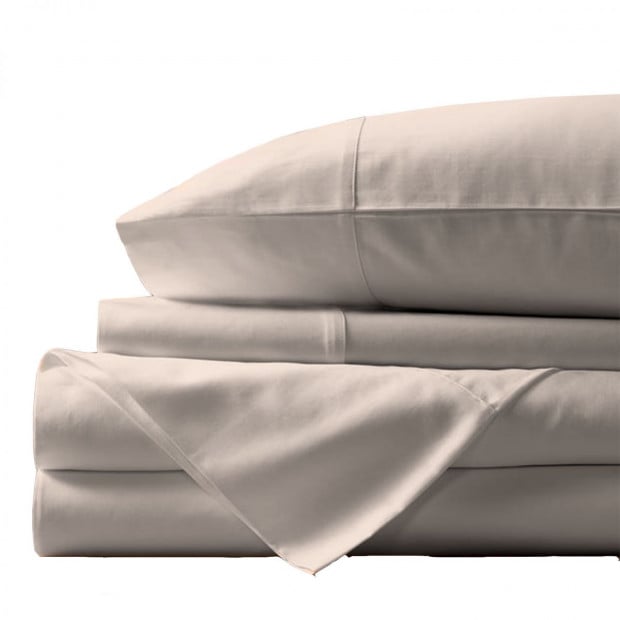 1000TC Bamboo Cotton Sheets Pillowcases - Queen - Dove Image 3
