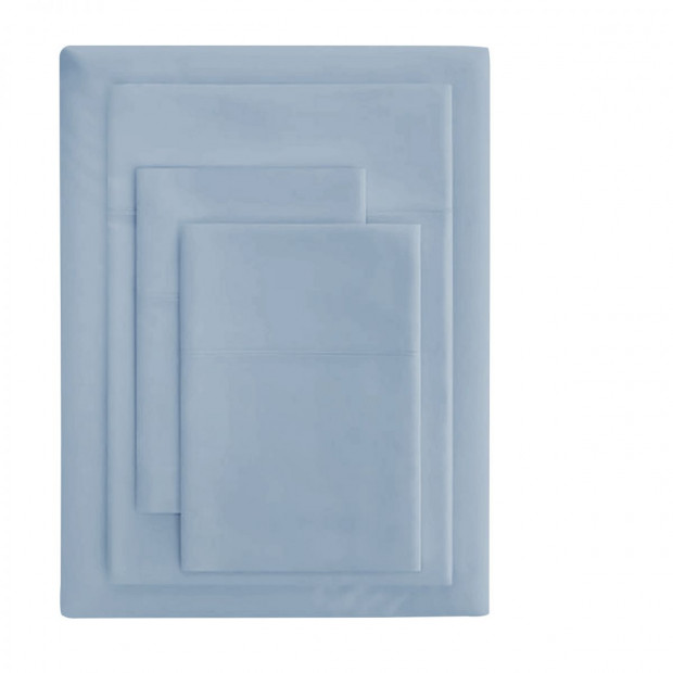 1000TC Bamboo Sheets Pillowcases Set - Queen - Blue Fog Image 2