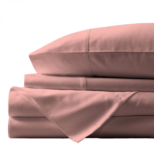 1000TC BambooSheets Pillowcases Set - Queen - Blush Image 3