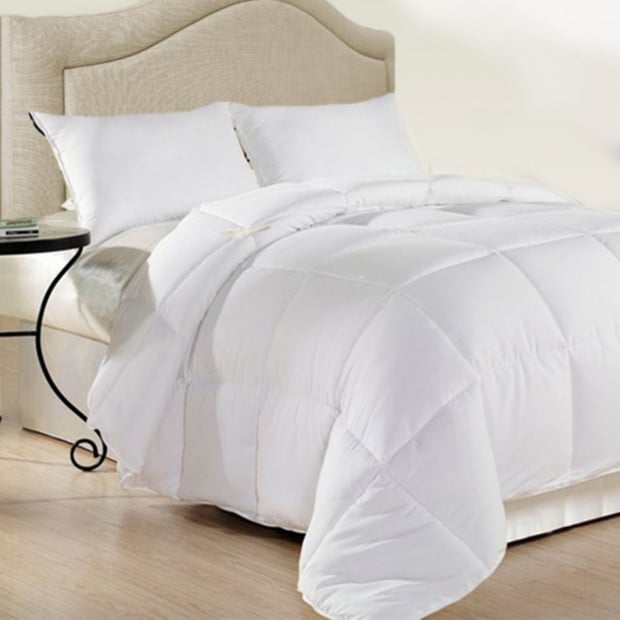 500GSM Plush Duck Feather Down Quilt Super King - White