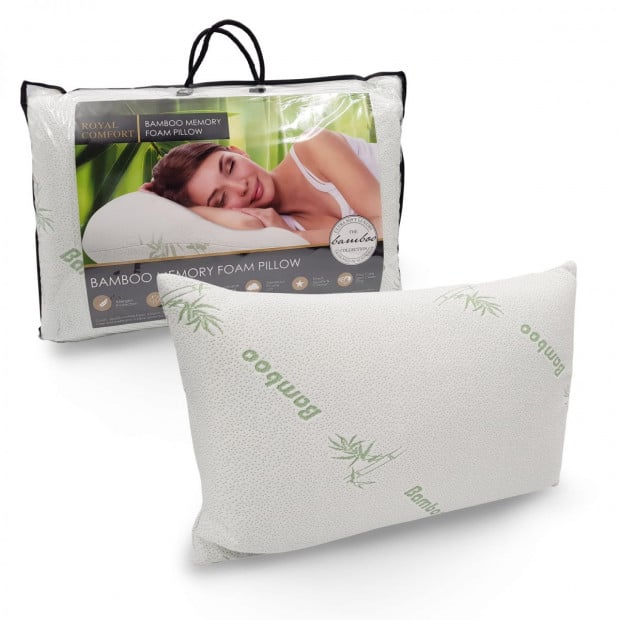 Memory Foam Pillow Bamboo Covered Ultra Soft Hypoallergenic Image 2