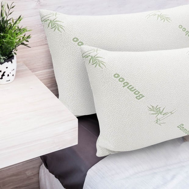 Memory Foam Pillow Bamboo Covered Ultra Soft Hypoallergenic Image 4