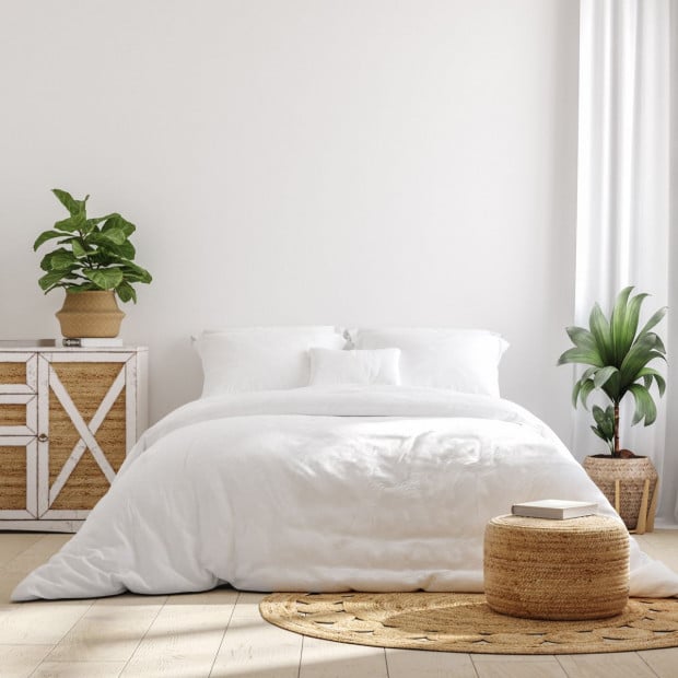 1000TC Hotel Grade Bamboo Cotton Sheets Set Double - White
