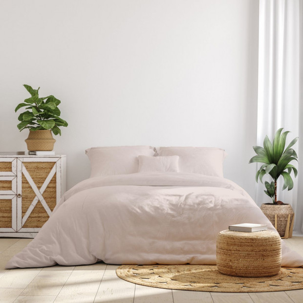 1000TC Hotel Grade Bamboo Cotton Sheets Pillowcases Set Double - Blush