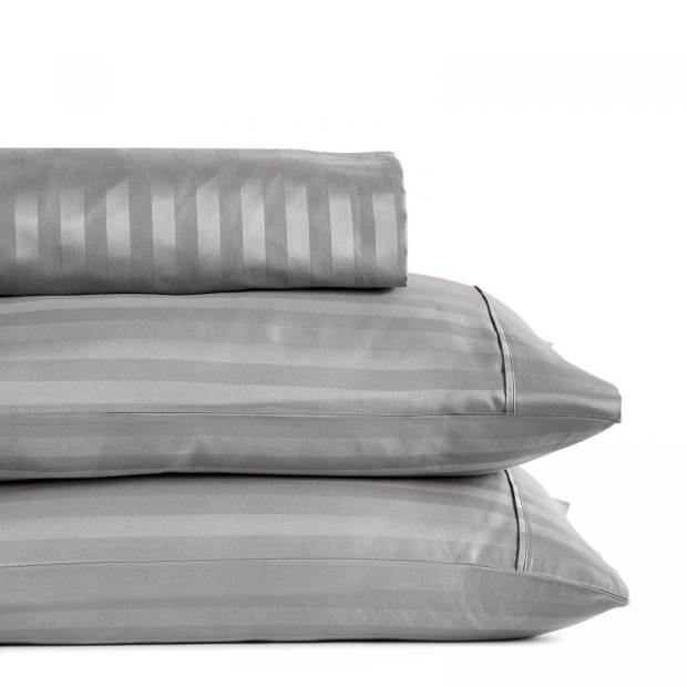 1200 Thread Count Cotton Blend 3pc Sheet Set - Queen -Charcoal Grey Image 3