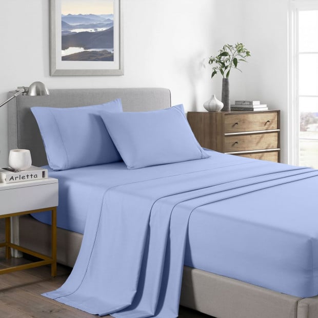 2000 Thread Count Bamboo Cooling Sheet Double Light Blue