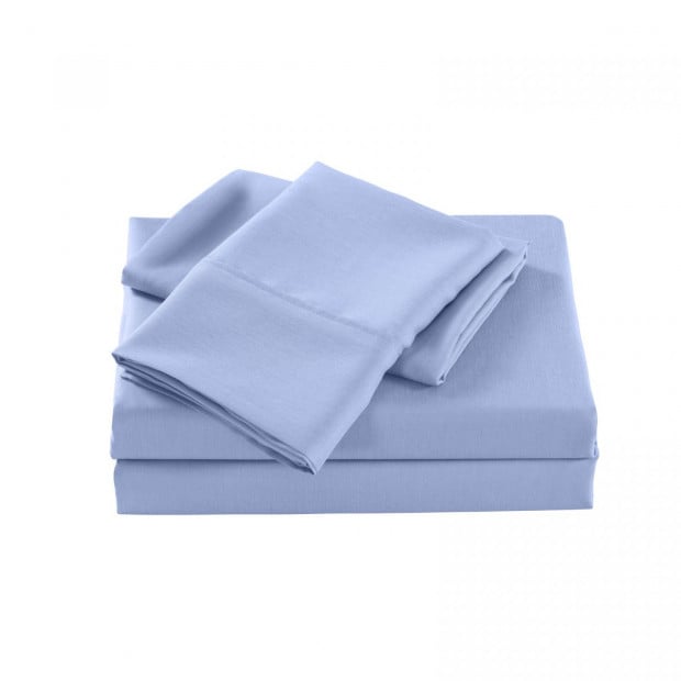 2000 Thread Count Bamboo Cooling Sheet Double Light Blue Image 3