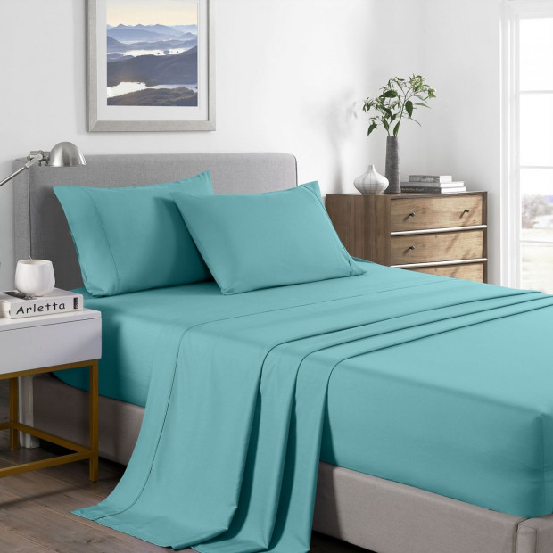 2000 Thread Count Bamboo Cooling Sheet Single Aqua