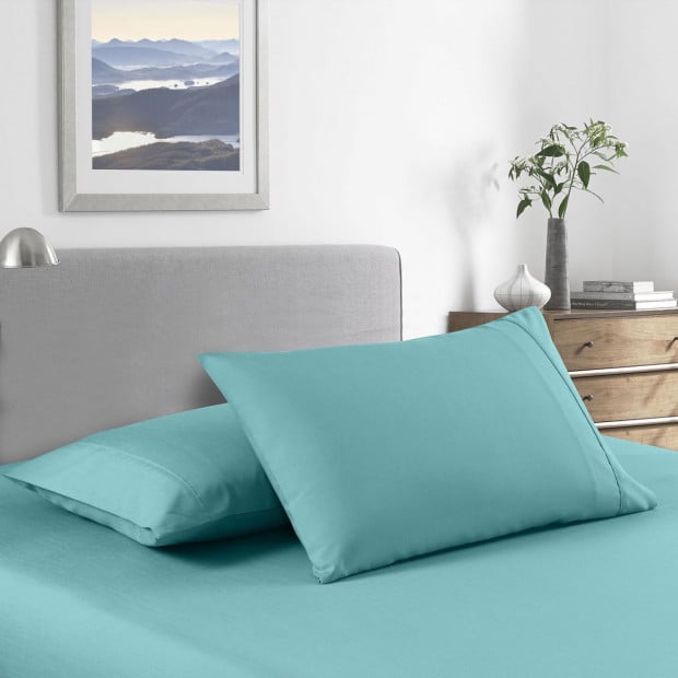 2000 Thread Count Bamboo Cooling Sheet Single Aqua Image 2