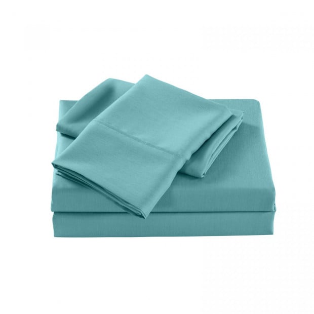 2000 Thread Count Bamboo Cooling Sheet Single Aqua Image 3