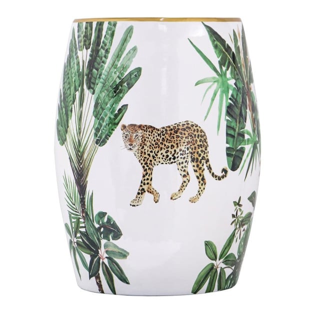 Leopard Ceramic Stool Barrel Bar Side Table Drum Decor Image 3