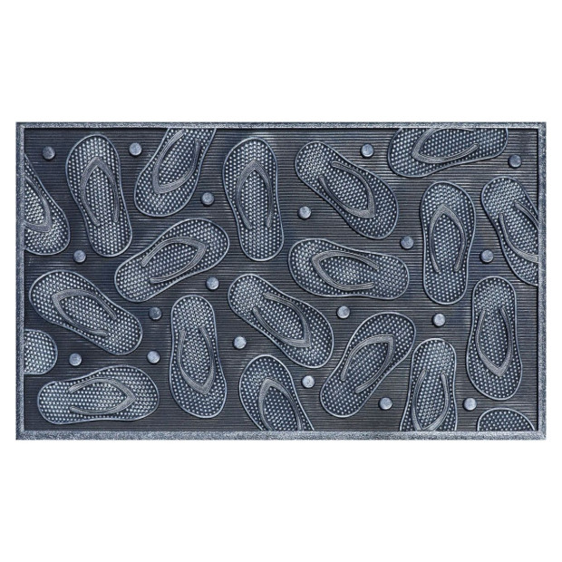 Door Mat Deluxe Rubber Metallic Silver Thongs 45 x 75 cm Doormat