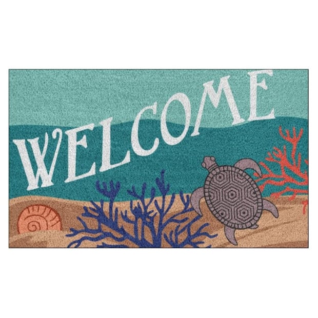 Door Mat Deluxe Coir Backed Turtle Beach Surf Coastal 45 x 75 cm Doormat