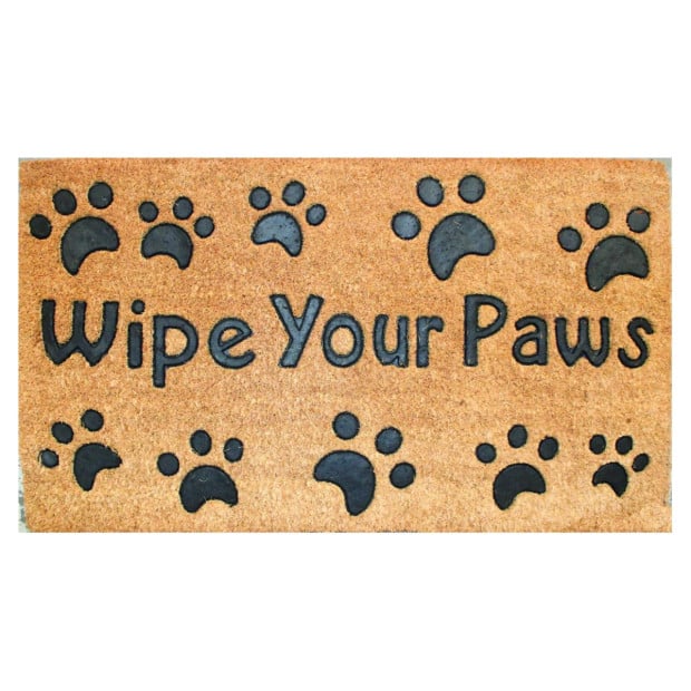 Door Mat Deluxe Coir Back Embossed Paws Dog Cat Puppy Kitten 40 x 70 cm Doormat
