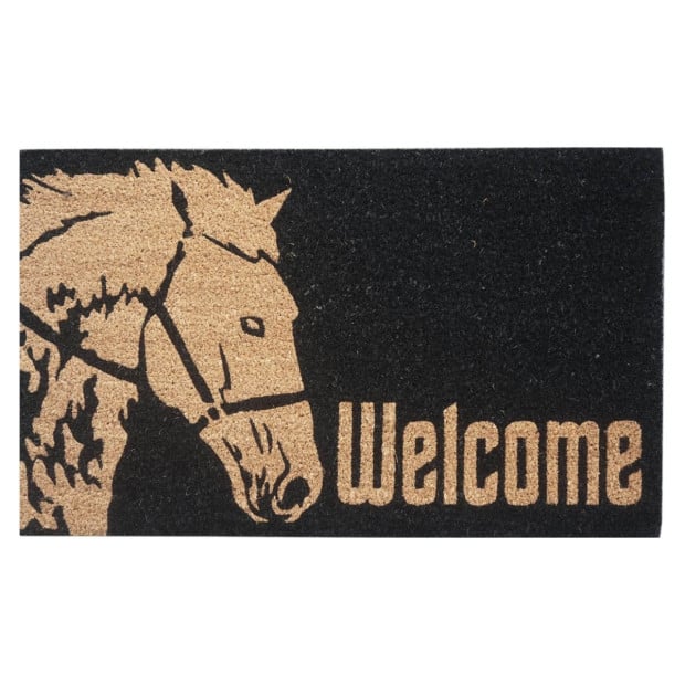 Door Mat Deluxe Coir Latex Horse Welcome 45 x 75 cm Doormat