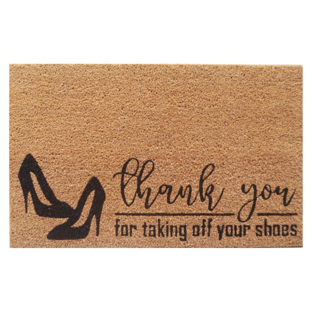 Door Mat Deluxe Coir Latex Shoes Off 45 x 75 cm Doormat