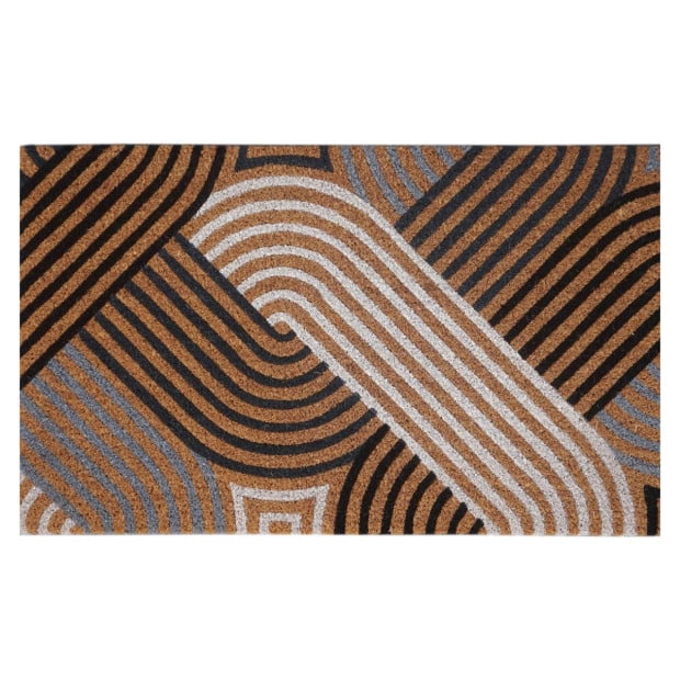 Door Mat Deluxe Coir Backed Geometric 45 x 75 cm Doormat
