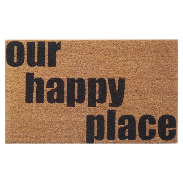 Door Mat Deluxe Coir Latex Our Happy Place 45 x 75 cm Doormat