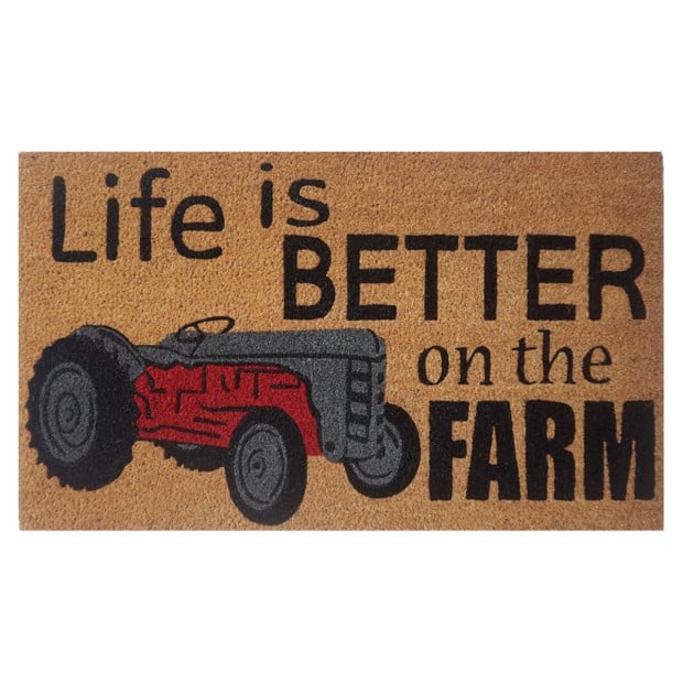 Door Mat Deluxe Coir Latex Life Is Better On The Farm Tractor 45 x 75 cm Doormat