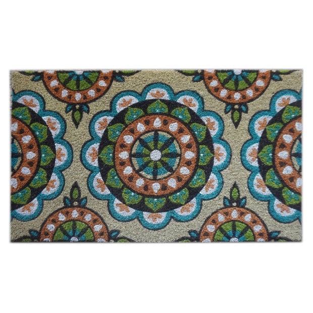 Door Mat Deluxe Coir Backed Circles 45 x 75 cm Doormat